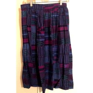 Ms Sero Womens A Line Skirt Multicolor Aztec Midi Retro Casual USA 12